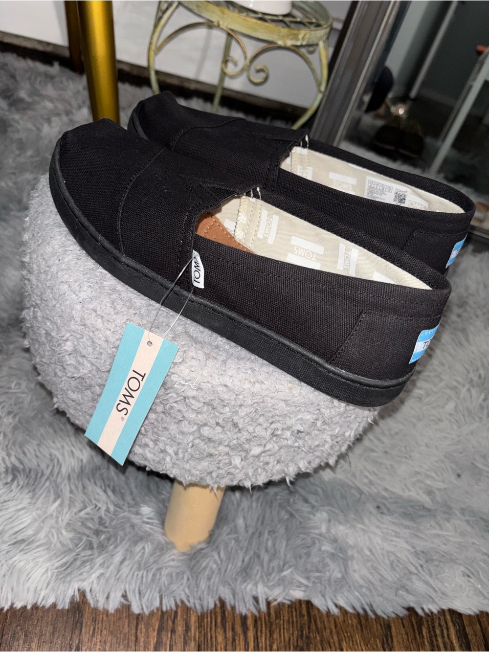 TOMS Kids Black Canvas Slip-On Sneakers